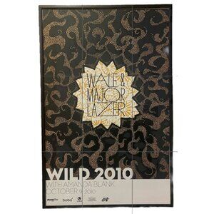 Vintage WILD 2010 Wale & Major Lazer Concert Poster Washington University Campus
